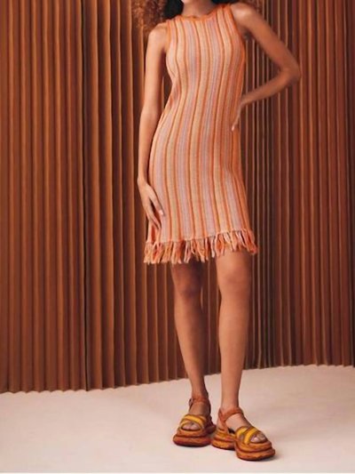 White + Warren Mercerized Fringe Dress In Orange Combo product