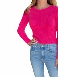 Open Back Ribbed Sweater - Bright Rose