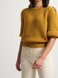 Organic Cotton Tuck Stitch Puff Sleeve Top - Faded Dandelion