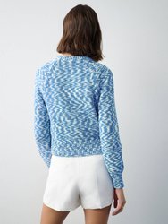 Printed Cotton Rope Crewneck Cardigan