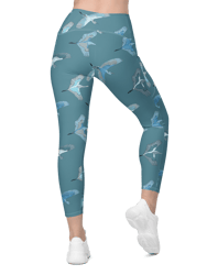 Swooping Crane Athletic Crop Top And High Waist Leggings Set