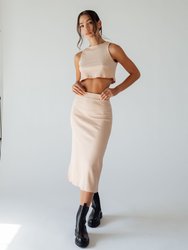 Flared Midi Skirt Almond