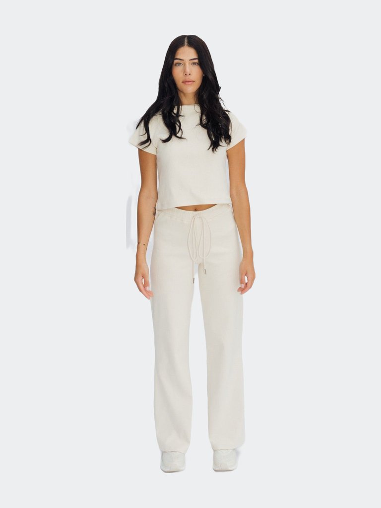 Wide Leg Lounge Pants - Cream