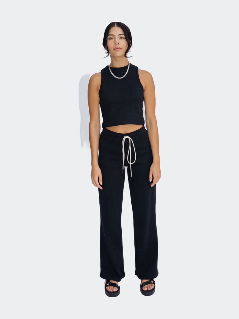 Wide Leg Lounge Pants - Jet Black - Jet Black