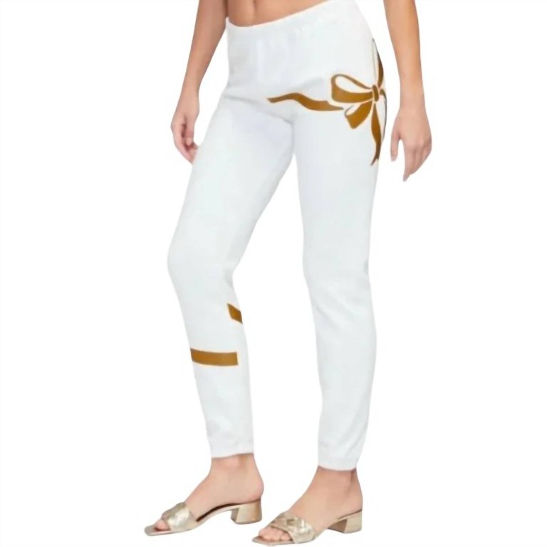 Open Me First Bow Joggers In Cream - Cream