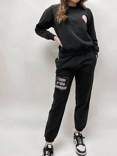Wildfox Wish Saturday Emmy Sweatpants In Washed Black product