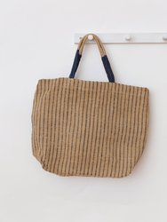 Indigo Stripes Jute Shopper - Indigo & Natural Stripe