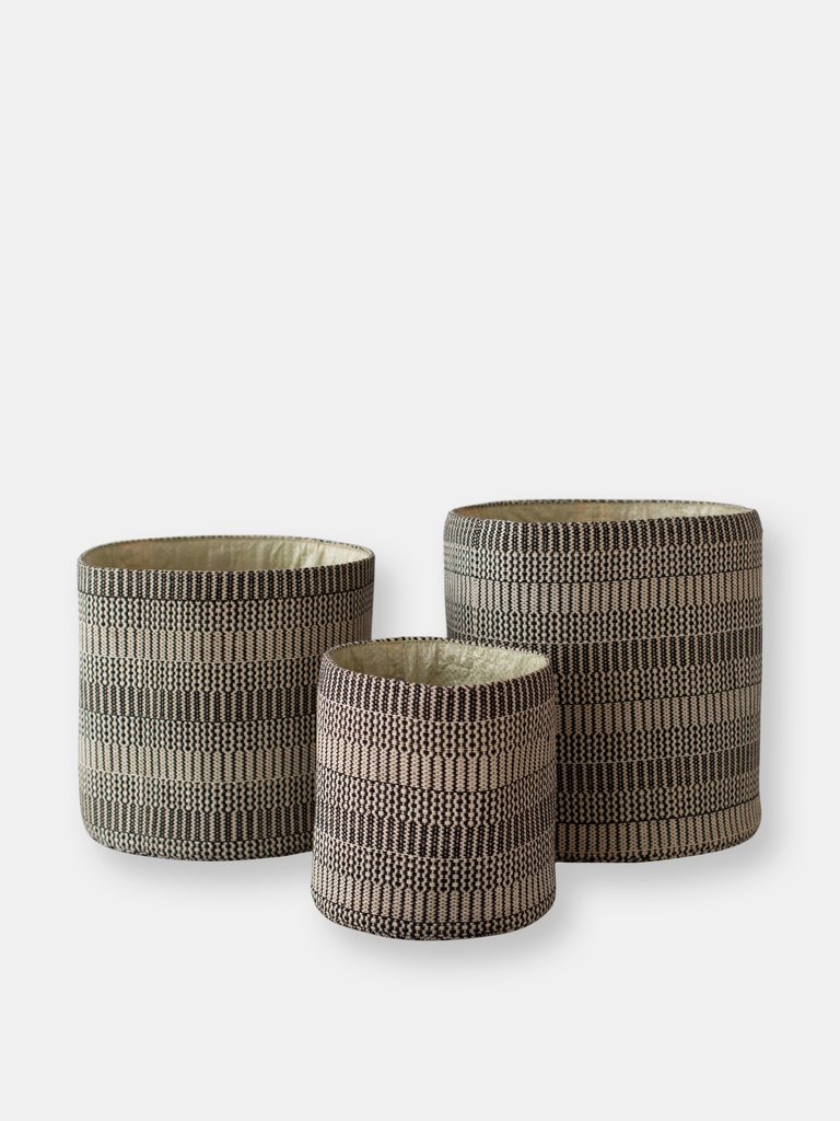 Round Woven Storage Baskets - Kalied - Set of 3 - Brown
