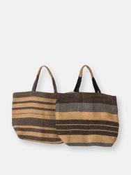 Sonoma Jute Shopper - Natural/Indigo/Charcoal