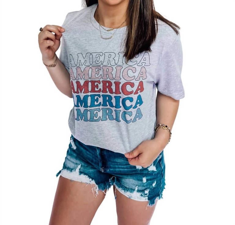 "america America" Short Sleeve Tee In Grey - Grey