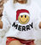 Merry Smiley Graphic Sweatshirt - White, Red, Yellow