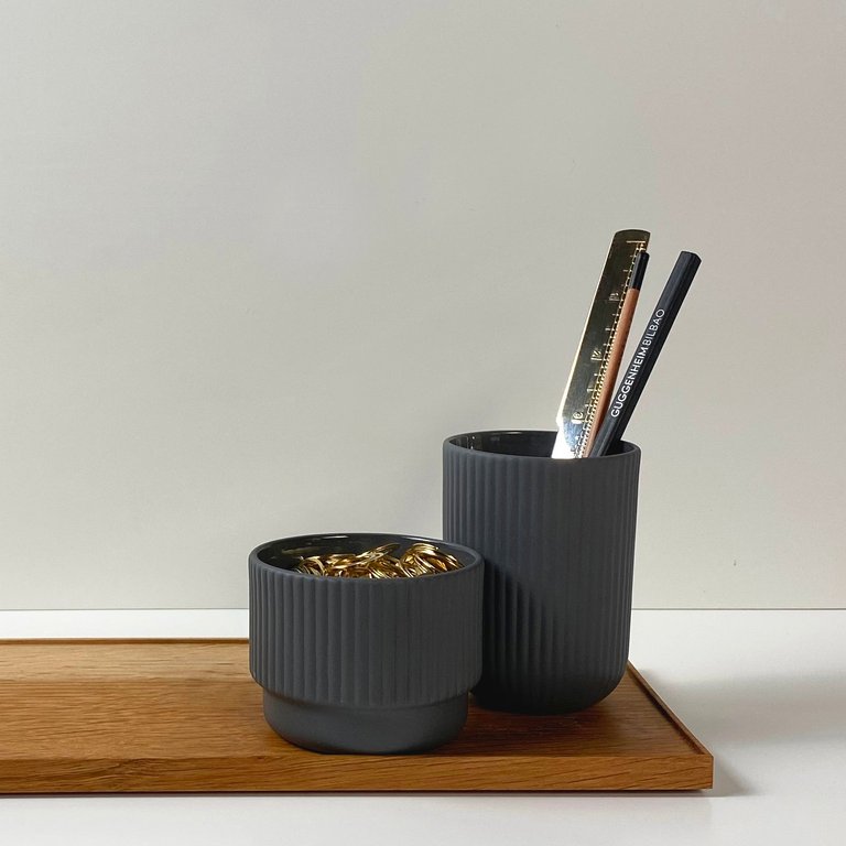 Ceramic Desk Set, Basalt - Basalt Black