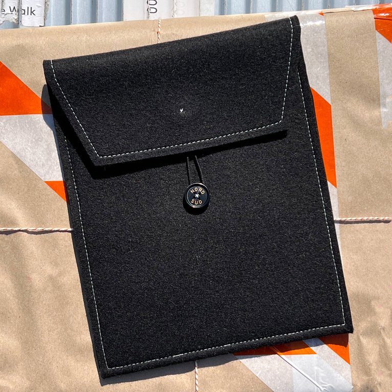 Felt Electronics Case - Black With Grey Stitching