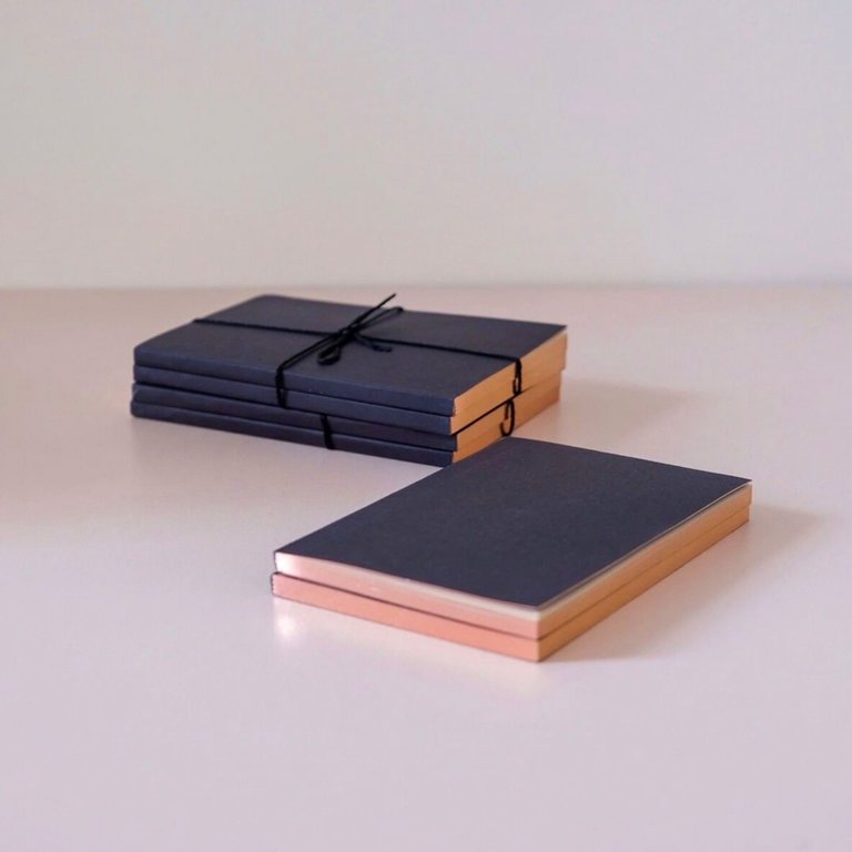 Little Black Notebooks with Rose Gold Edging (set of 2)