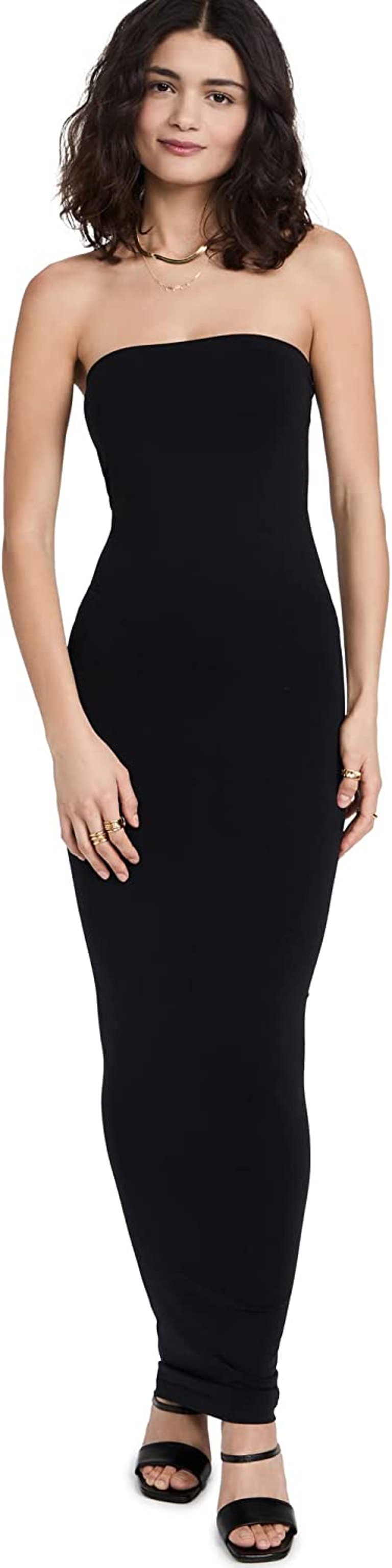 Wolford Women's Fatal Dress Solid Black Maxi Knit STretch Body Con - Black