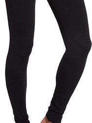 Women's Slim Fit Soft Knitted Waistband Leggings Black - Black