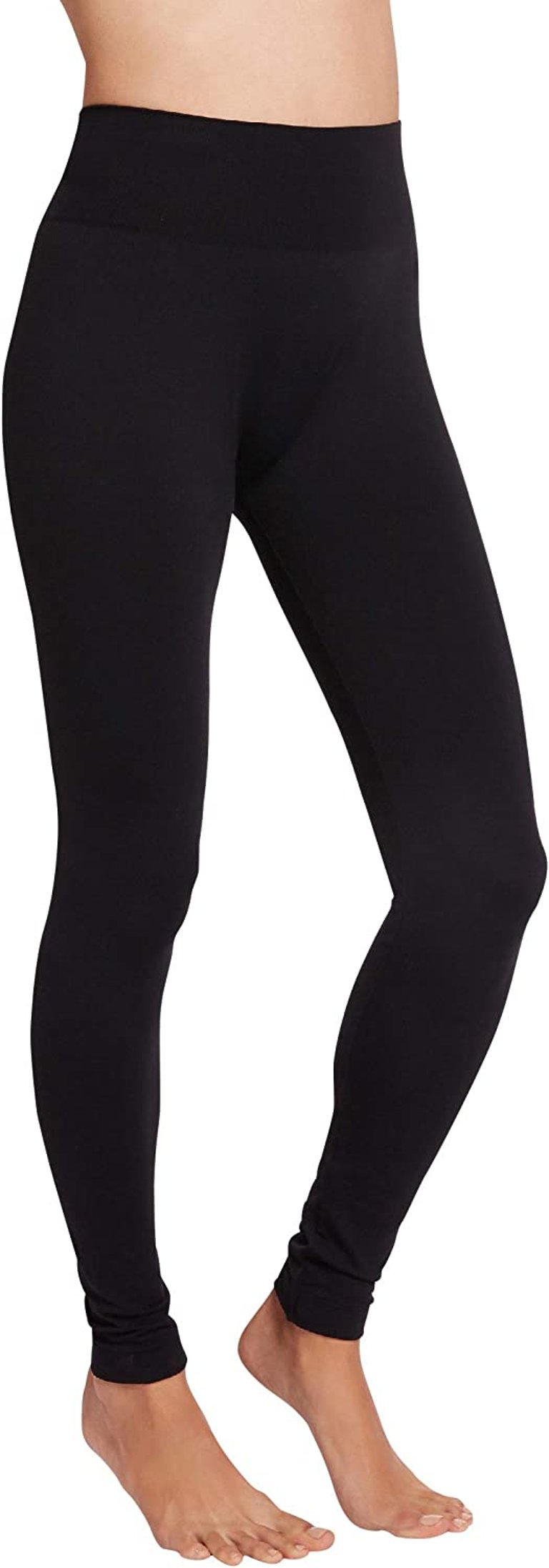 Women's Slim Fit Soft Knitted Waistband Leggings Black - Black