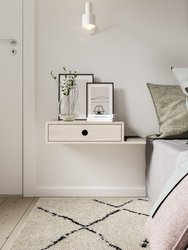 Floating Nightstand Hope, Shelf on the Right, White Birch - White