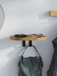 Modern Floating Shelf Coat Rack Wall Mount | Wooden Wall Hook Rail with Shelf, Key Storage Rack, Wall Mounted Shelves - Natural
