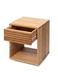 Premium Solid Oak Wood Floating Book Shelf Nightstand, Bedroom Bedside Organizer with Drawers, Small Unique Side Table