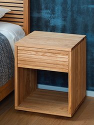 Premium Solid Oak Wood Floating Book Shelf Nightstand, Bedroom Bedside Organizer with Drawers, Small Unique Side Table