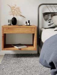 Solid Oak Wood Unfinished Floating Nightstand Hugo Wide for Bedroom, Livingroom, Entrance