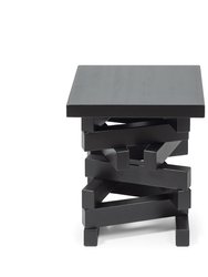 Solid Premium Wood Black Rustic Side Table, Nordic Minimalistic Design