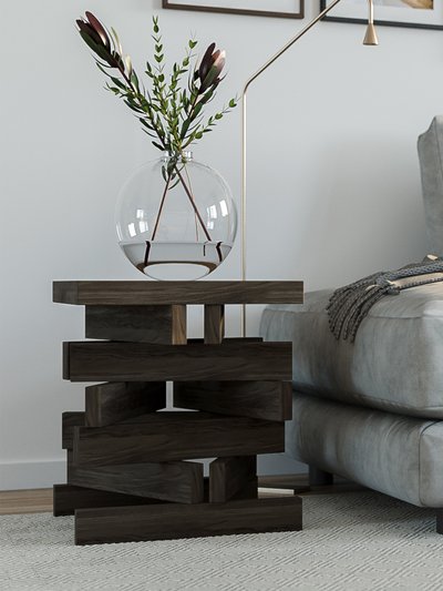 Woodek Design Solid Premium Wood Black Rustic Side Table, Nordic Minimalistic Design product