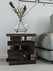 Solid Premium Wood Black Rustic Side Table, Nordic Minimalistic Design