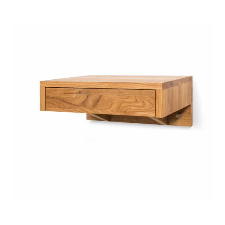 Table Modern Floating Side Table with Drawer Handmade Bedroom Furniture, Scandinavian Oak Bedside