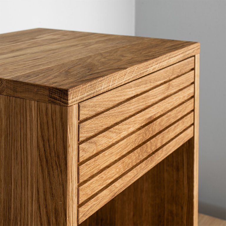 Woodek solid oak wood nightstand Emma with drawer