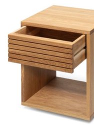 Woodek solid oak wood nightstand Emma with drawer - Natural Wood