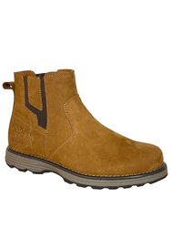 Mens Leather Gusset Boots - Tan - Tan