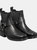 Mens Low Harley Gusset Harness Leather Boots - Black - Black