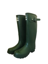 Unisex Quality Strap Wide Fit Wellington Boots - Green