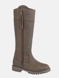 Womens/Ladies Bailey Waxy Leather Country Boot (Dark Brown)