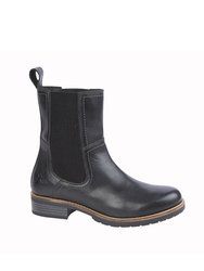 Womens/Ladies Leather Ankle Boots - Black - Black