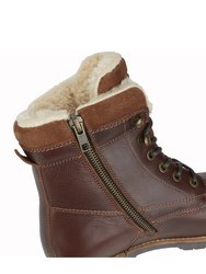 Womens/Ladies Leather Country Boots - Dark Brown