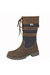 Womens/Ladies Waxy Leather Calf Boots - Brown/Navy