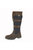 Womens/Ladies Waxy Leather Long Calf Boots - Brown/Navy