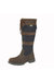 Womens/Ladies Waxy Leather Long Calf Boots - Brown/Navy