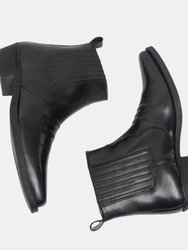 Woodland Mens Distressed Leather Gusset Western Ankle Boots - Black