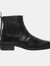 Woodland Mens Distressed Leather Gusset Western Ankle Boots - Black - Black