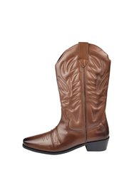 Woodland Mens High Clive Western Cowboy Boots - Dark Brown