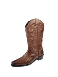 Woodland Mens High Clive Western Cowboy Boots - Dark Brown - Dark Brown