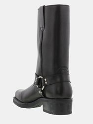 Woodland Mens High Harley Western Harness Leather Boots - Black