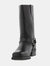 Woodland Mens High Harley Western Harness Leather Boots - Black - Black