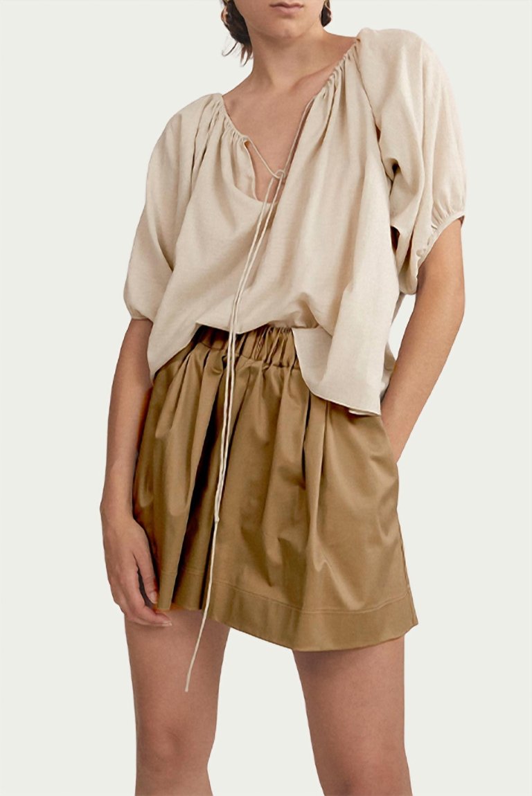 Eulalie Silk-Cotton Crepe Blouse In Pumice