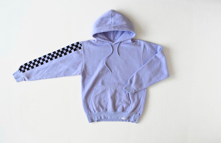 Adult Hand Dyed Hoodie In Purple Checkerboard - Purple Checkerboard