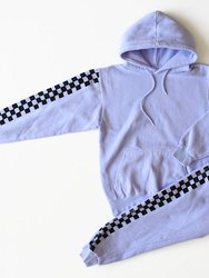 Adult Hand Dyed Hoodie In Purple Checkerboard